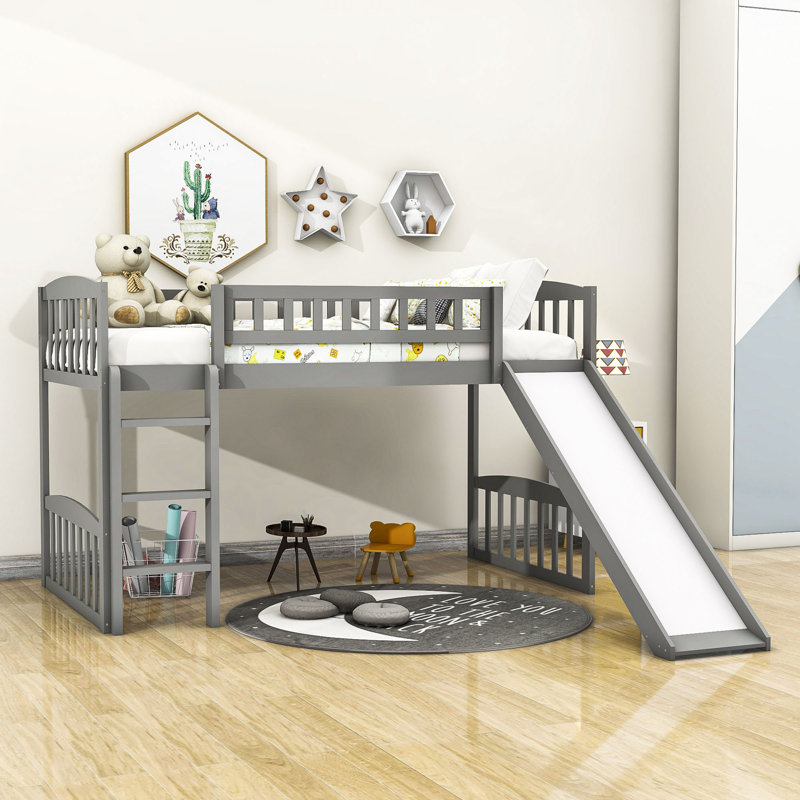 Harriet Bee Eryana Twin Size Loft Bed with Slide and Ladder Wayfair